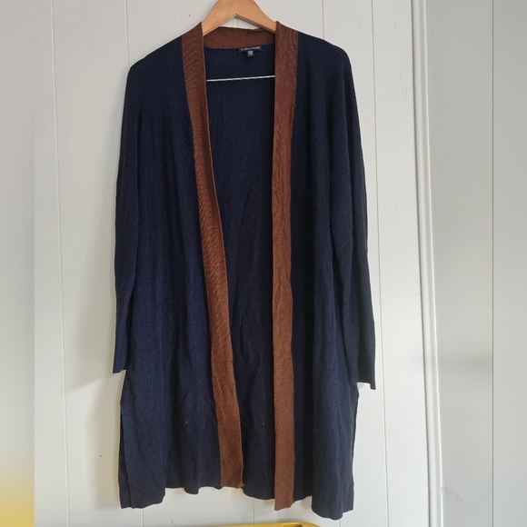 Eileen Fisher Navy Knit Cardigan-Size M - Picture 2 of 5